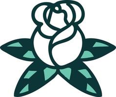 iconic tattoo style image of a single rose vector
