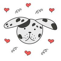 Spotted dog in style of doodles with mediums. Vector image for use in web design or clipart