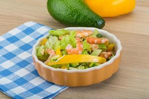 Salad with shrimps and avocado photo