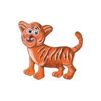 Watercolor Cute Tiger Cartoon Illustration Design vector