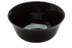 Empty black bowl on white background photo