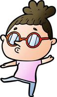 cartoon woman wearing glasses vector