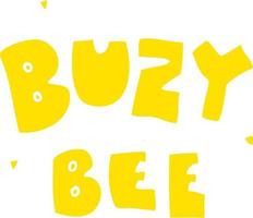 flat color illustration of buzy bee text symbol vector