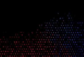 Dark blue, red vector texture with ABC characters.