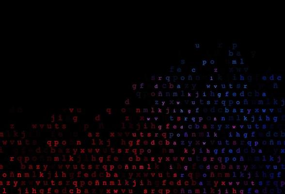 Dark blue, red vector texture with ABC characters.