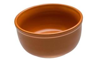 Empty ceramic bowl on white background photo