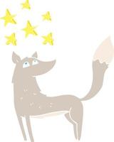 flat color illustration of wolf with stars vector