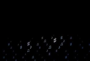 fondo de vector azul oscuro con símbolos musicales.