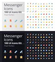 Messenger pixel perfect flat gradient color ui icons kit for dark, light mode. Online communication. Vector isolated RGB pictograms. GUI, UX design for web, mobile.