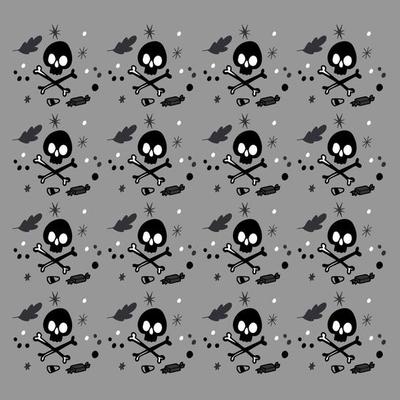 Beautiful background, a pattern with a skull and bones, candy, illustration on a gray background