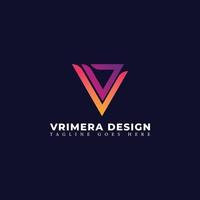 Abstract initial letter VD or DV logo in colorful gradient color isolated in navy background applied for video and photo services provider logo also suitable for the brands or companies vector