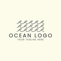diseño de ilustración de plantilla de icono de vector de logotipo de estilo océano lineal. ola de agua, mar, diseño de logotipo