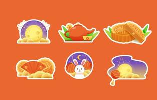 Mid Autumn Festival With Cute Bunny and Mooncake vector