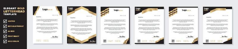 Set of elegant letterhead design template for identity and company. gold color vector