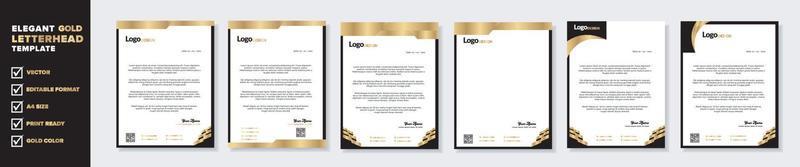 Set of elegant letterhead design template for identity and company. gold color vector