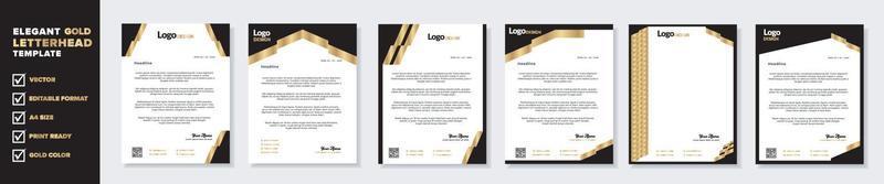 Set of elegant letterhead design template for identity and company. gold color vector