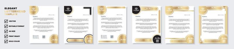 Set of elegant letterhead design template for identity and company. gold color vector