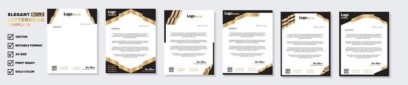 conjunto de plantilla de diseño de membrete elegante para identidad y empresa. color dorado vector