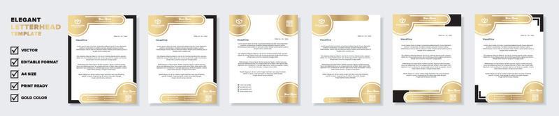 conjunto de plantilla de diseño de membrete elegante para identidad y empresa. color dorado vector