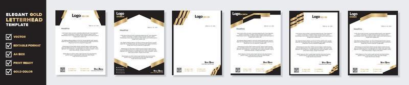 conjunto de plantilla de diseño de membrete elegante para identidad y empresa. color dorado vector