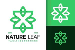 diseño de logotipo de hoja de naturaleza de letra x, vector de logotipos de identidad de marca, logotipo moderno, plantilla de ilustración de vector de diseños de logotipo