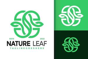 diseño de logotipo de hoja de naturaleza de letra abstracta, vector de logotipos de identidad de marca, logotipo moderno, plantilla de ilustración de vector de diseños de logotipo