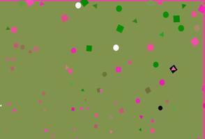 Light Pink, Green vector background with triangles, circles, cubes.