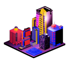 Isometric building arrangement png