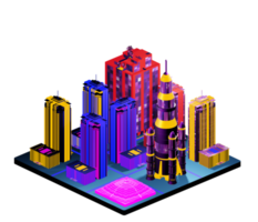 Isometric building in retro style png