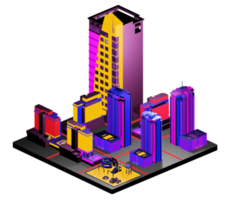 bâtiment isométrique rétro png