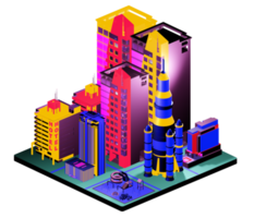 Isometric building in retro style png