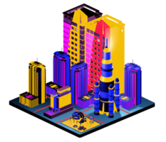 Isometric building arrangement png