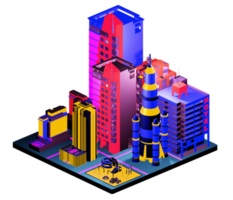 Retro isometric building png