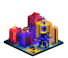 Isometric building arrangement png