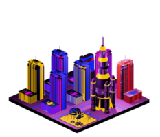 Retro isometric building png