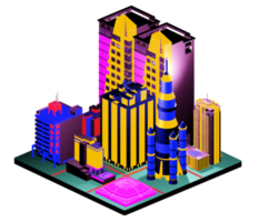 Retro isometric building png