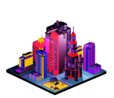 Isometric building in retro style png