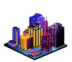 Retro isometric building png