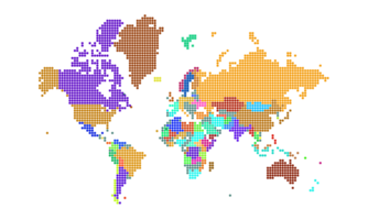 wereld kaart dots . wereld kaart sjabloon met continenten, noorden en zuiden Amerika, Europa en Azië, Afrika en Australië png