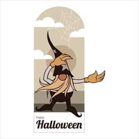 el gnomo de halloween está de moda, emocionado por las vacaciones. perfecto para decoración o como elemento de tu diseño. también se puede aplicar a murales, tarjetas de felicitación navideñas y libros de cuentos para niños. vector