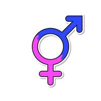Vector illustration. Transgender or hermaphrodite symbol. Gender pictogram. Cartoon sticker in comic style with contour. Decoration for greeting cards, posters, patches, prints for clothes, emblems
