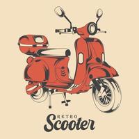 Vintage Classic Red scooter vector image Retro Red Scooter Illustration