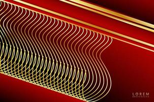 Luxury red background with golden lines. vector