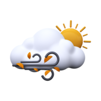 journée ensoleillée et venteuse. icône de prévision météo. signe météorologique. rendu 3D. png