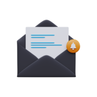 Open mail envelope with notice. 3D render png