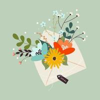 Envelope with flower vector