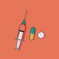 Syringe pills tablet vector