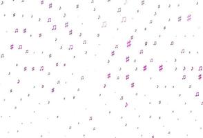 Light Pink vector background with music symbols.