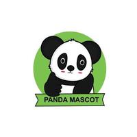 Vector Logo Illustration Panda Simple Mascot Style.