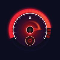 speedometer with red bar and neon sparkles vector